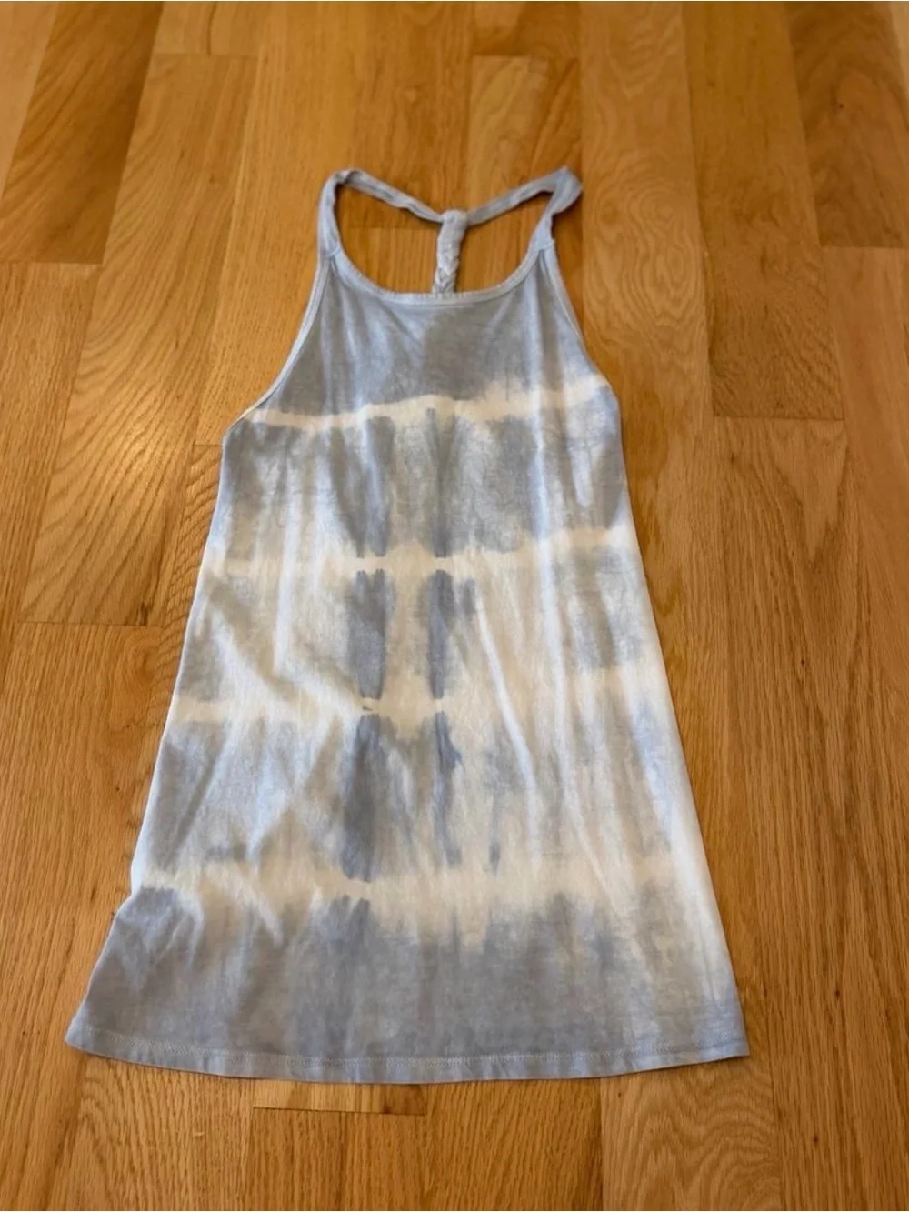 Blue and White Tie-Dye Racerback Coverup Dress